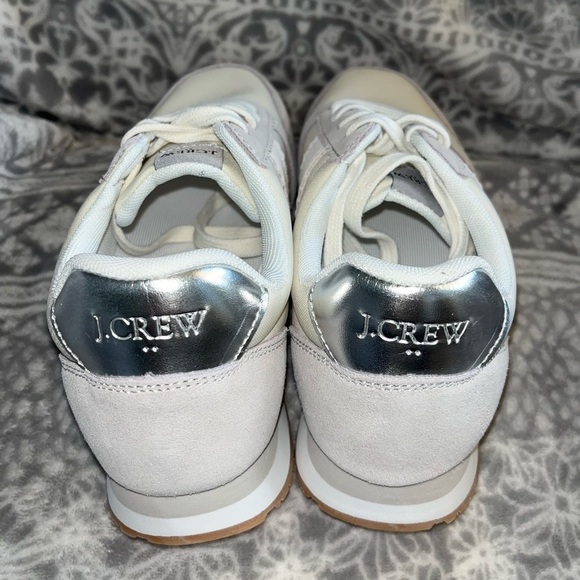 J. Crew Nylon striped city sneakers BJ256 Gray Drawstring White and Gray 8.5 - Picture 6 of 9